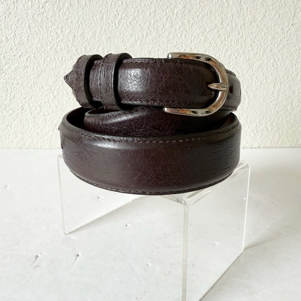 NEW Rod Patrick Mens Western Belt Dark Brown Smooth Ostrich Leather Size 42